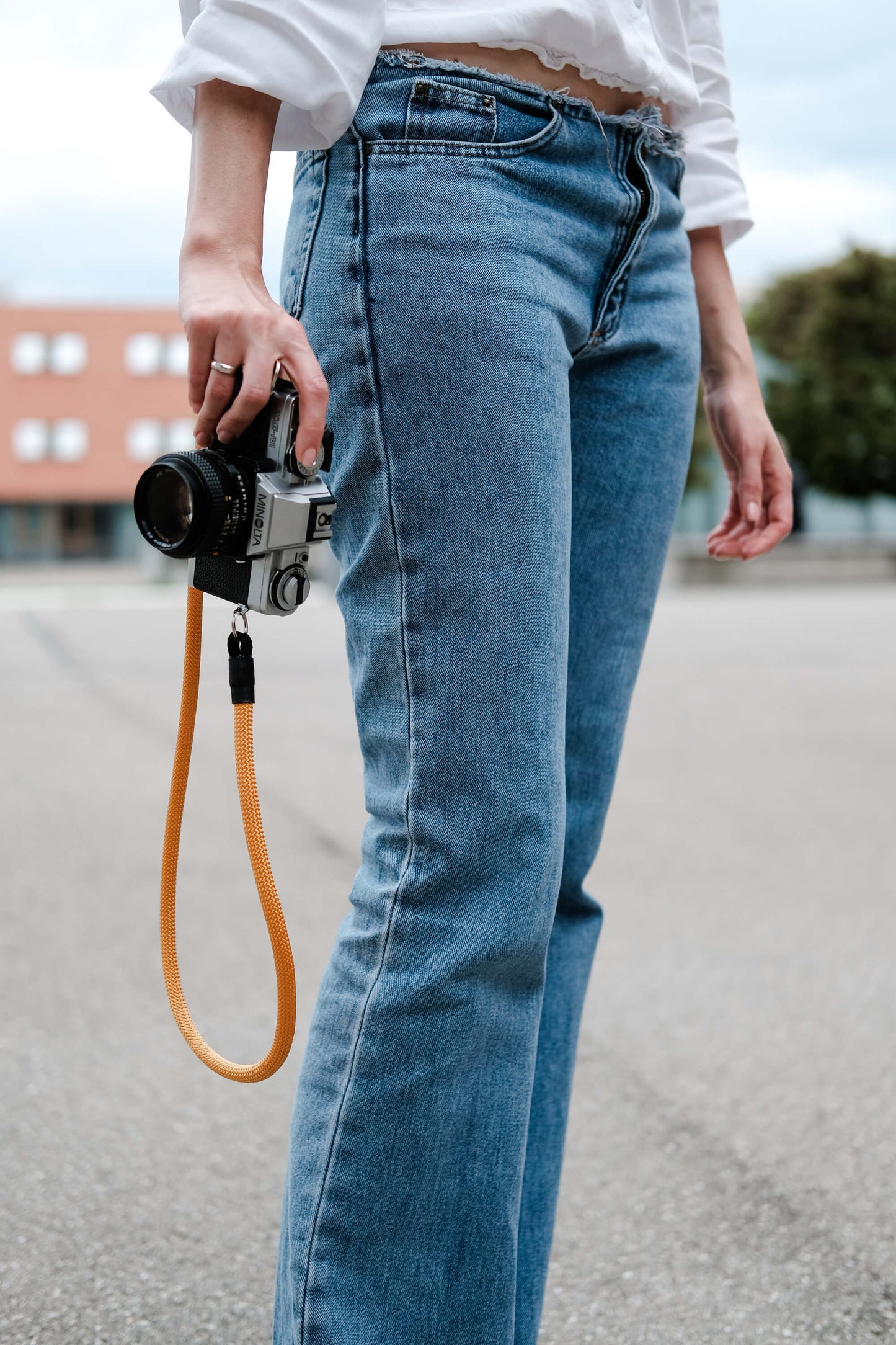 Kameragurt Orange seam strap Kameragurte für analoge Kameras