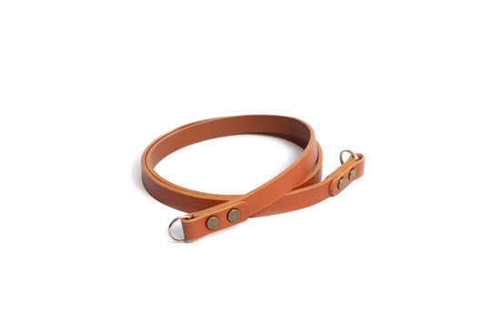 seam strap Kameragurte Leder Cognac. Manufaktur für premium Kameragurte hergestellt in Deutschland. 