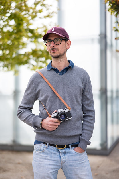 Schmaler Kameragurt aus Leder von seam