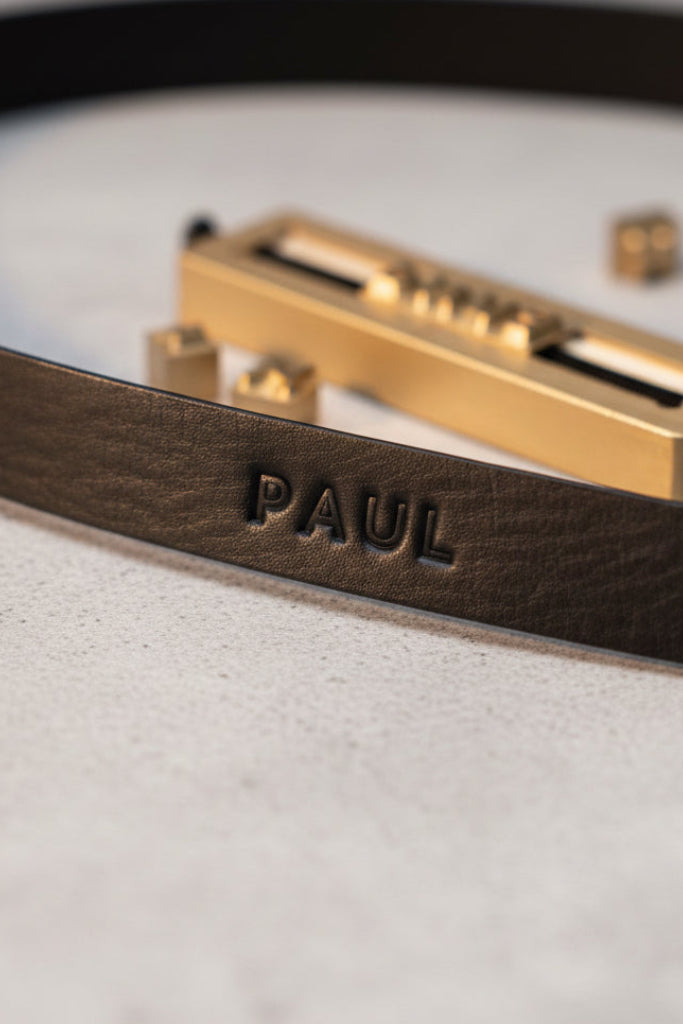 Kameragurt personalisieren als Gravur, Prägung an Leder als Name