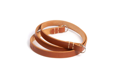 Kameragurte aus Leder schmal Cognac / Braun Leder, seam strap