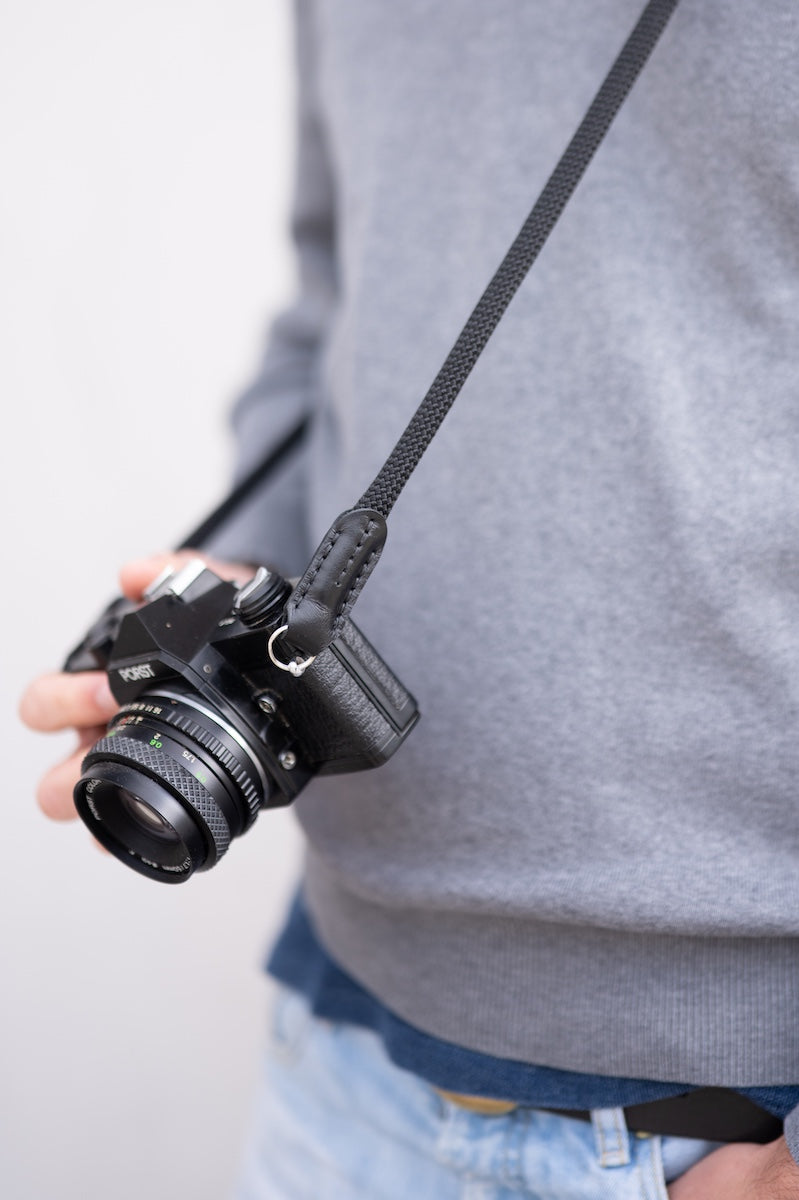 Schwarzes Kameraseil, Tragegurt für Leica, Fuji und analoge Kameras
