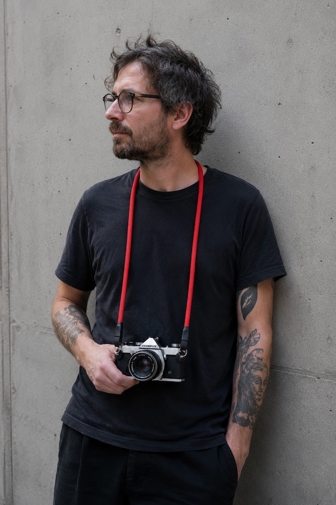Kameraseil in Rot aus Nylon, Paracord für Kamera Fuji, Leica und analoge Kameras