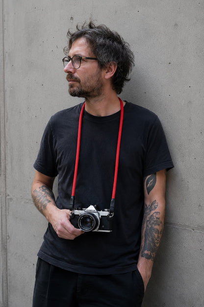 Kameraseil in Rot aus Nylon, Paracord für Kamera Fuji, Leica und analoge Kameras