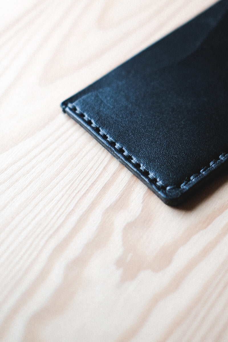 Wallet Leder Schwarz handmade seam strap