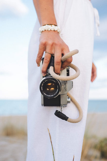 Beige Kameraseil seam strap Rope