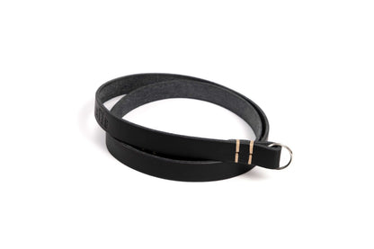 Schwarzer Kameragurt aus Premium Leder - Pflanzlich gegerbt seam strap