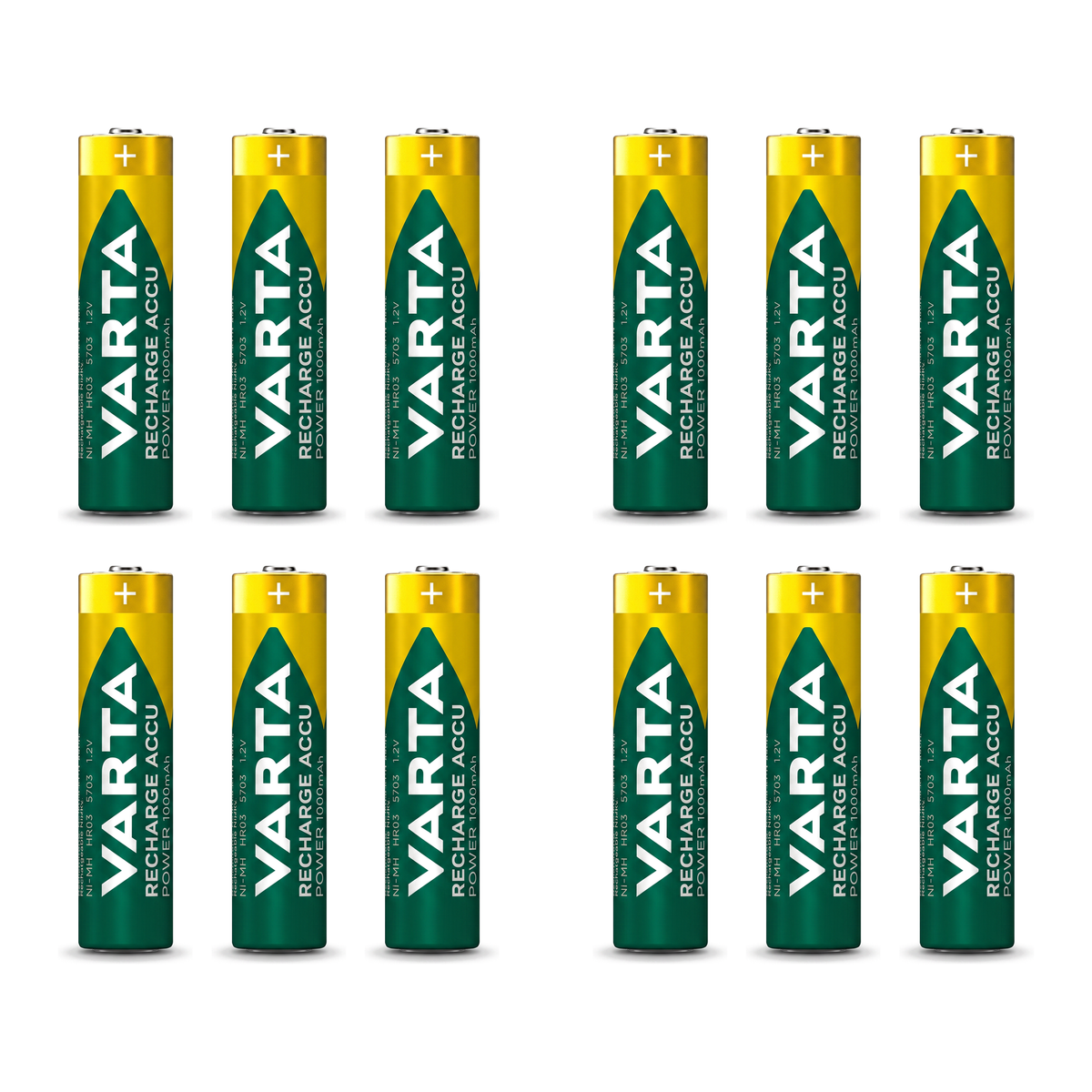 Varta AAA Akku NiMH 1000 mAh wiederaufladbar, 10er und 12er Pack
